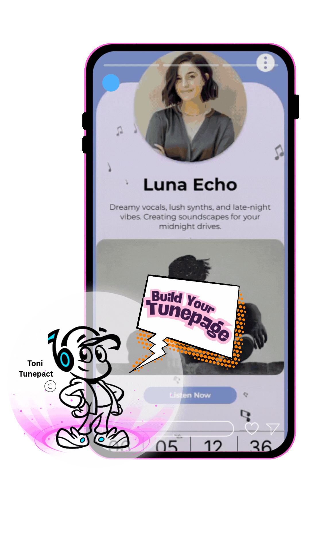 Tunepact mobile app mockup
